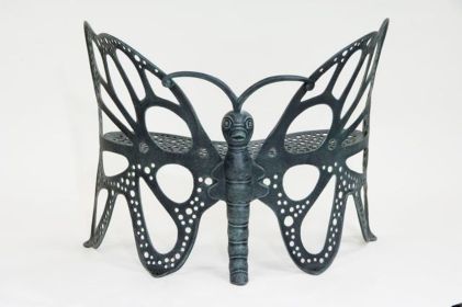 35 H x 46 W x 27 D Outdoor Antique Black Butterfly Bench, 400 lbs Weight Capacity, Weather Resistant