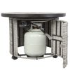 36 inch Gas Propane Fire Pit Table, 50000 BTU Round Gas Fire Table with Lid & Lava Rock, Grey Rattan & Wicker Base, Outdoor Gas Firepit Table for Outs