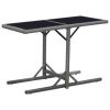 Patio Table Black 43.3"x20.9"x28.3" Glass and Poly Rattan