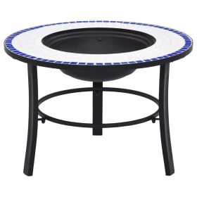 Mosaic Fire Pit Blue and White 26.8" Ceramic