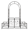 Metal Garden Arch with Gate 79.5'' Wide x 86.6'' High Climbing Plants Support Rose Arch Outdoor Black