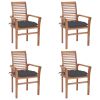 Dining Chairs 4 pcs with Anthracite Cushions Solid Teak Wood