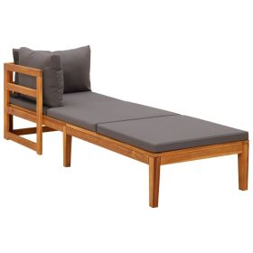 Sun Lounger with 1 Armrest Dark Gray Solid Acacia Wood