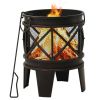 Rustic Fire Pit with Poker Œ¶16.5"21.3" Steell