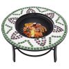 Mosaic Fire Pit Green 26.8" Ceramic