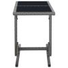 Patio Table Black 43.3"x20.9"x28.3" Glass and Poly Rattan