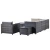 8 Piece Rattan Sectional Seating Group with Cushions, Patio Furniture Sets, Outdoor Wicker Sectional