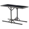 Patio Table Black 43.3"x20.9"x28.3" Glass and Poly Rattan