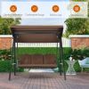 Outdoor 3-Seat Porch Swing with Adjust Canopy and Cushions