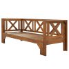 Outdoor Patio Extendable Wooden Sofa Set Sectional Furniture Set with Thick Cushions for Balcony; Backyard; Poolside; Brown Finish+Blue Cushion