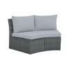 10-Piece Outdoor Sectional Half Round Patio Rattan Sofa Set; PE Wicker Conversation Furniture Set for Free Combination; Light Gray