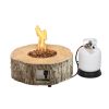 28'' Ore Powder 30,000 BTU Exterior Faux Stone Propane Fire Pit with Water Proof Cover and Lava Rock