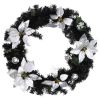 Christmas Wreath with LED Lights Black 23.6" PVC