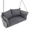 51.9' 2-Person Hanging Seat; Rattan Woven Swing Chair; Porch Swing With Ropes