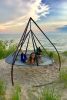 71 H x 84 W x 84 D Outdoor Beige 7 FT Hammock Flyer Saucer Hanging Chair with Stand