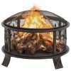 Rustic Fire Pit with Poker 26.6" XXL Steel