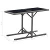 Patio Table Black 43.3"x20.9"x28.3" Glass and Poly Rattan