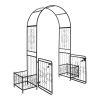 198.5*50*219cm Courtyard Arc Top With Door With Planting Frame Iron Art Iron Arch Black