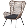 TOPMAX Outdoor Patio 5-Piece Rattan Conversation Set, PE Wicker Arm Chairs with Stools and Tempered Glass Tea Table for Balcony, Natural Rattan+Dark G