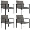 5 Piece Patio Dining Set Poly Rattan Gray