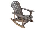 Adirondack Rocking Chair Solid Wood Chairs Finish Outdoor Furniture for Patio, Backyard, Garden -Dark Brown