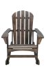 Adirondack Rocking Chair Solid Wood Chairs Finish Outdoor Furniture for Patio, Backyard, Garden -Dark Brown