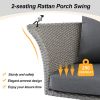 51.9' 2-Person Hanging Seat; Rattan Woven Swing Chair; Porch Swing With Ropes