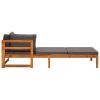 Sun Loungers with Dark Gray Cushions 2 pcs Acacia Wood