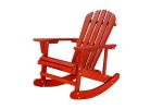 Adirondack Rocking Chair Solid Wood Chairs Finish Outdoor Furniture for Patio, Backyard, Garden - Red