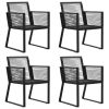 5 Piece Patio Dining Set Black PVC Rattan