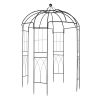 207*207*270cm Courtyard Wrought Iron Gazebo Iron Arch Black