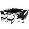 13 Piece Patio Dining Set with Cushions Poly Rattan Black