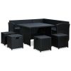 6 Piece Patio Lounge Set with Cushions Poly Rattan Black