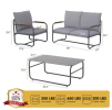 Outdoor Deep Seating Conversation Sofa Set, 4-Pieces Patio Metal Furniture with Light Gray Cushions