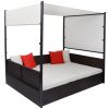 Patio Bed with Canopy Brown 74.8"x51.2" Poly Rattan