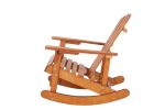 Adirondack Rocking Chair Solid Wood Chairs Finish Outdoor Furniture for Patio, Backyard, Garden - Walnut Brown