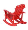 Adirondack Rocking Chair Solid Wood Chairs Finish Outdoor Furniture for Patio, Backyard, Garden - Red