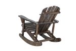 Adirondack Rocking Chair Solid Wood Chairs Finish Outdoor Furniture for Patio, Backyard, Garden -Dark Brown