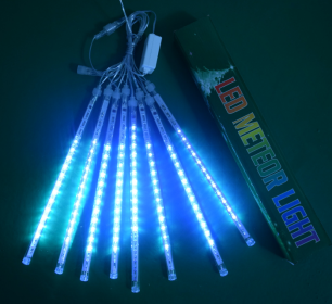 Wasserdichte LED Meteorschauer Regen Lichter 30 cm 50 cm 8 Rohre 100-240 V Eiszapfen Schnee Regentropfen Outdoor licht mit EU Netzteil (Option: Blue-EU 50cm)