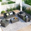 Patio Furniture Sets;  7-Piece Patio Wicker Sofa ;  Cushions;  Chairs ;  a Loveseat ;  a Table and a Storage Box