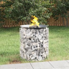 Gabion Fire Pit √ò 19.7" Galvanized Iron (Color: Silver)