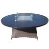 Elegant PE Wicker and Aluminium Patio Dining Fire Pit Table