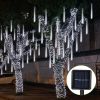 Solar Powered Meteor Shower String Lights 9.84FT Falling Raindrop Tube Lamp Water Resistant Decorative Lights