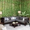 Outdoor Wood Patio Backyard 4-Piece Sectional Seating Group with Cushions and Table X-Back Sofa Set for Small Places