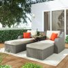 Patio Furniture Sets, 3-Piece Patio Wicker Sofa with Cushions, Pillows, Ottomans and Lift Top Coffee Table