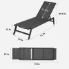 Outdoor 2-Pcs Set Chaise Lounge Chairs; Five-Position Adjustable Aluminum Recliner; All Weather for Patio; Beach; Yard; Pool