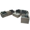 Patio Furniture Sets;  7-Piece Patio Wicker Sofa ;  Cushions;  Chairs ;  a Loveseat ;  a Table and a Storage Box