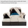 Outdoor Patio Rectangle Daybed with Retractable Canopy, Wicker Furniture Sectional Seating with Washable Cushions, Backyard, Porch