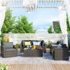 Patio Furniture Sets;  7-Piece Patio Wicker Sofa ;  Cushions;  Chairs ;  a Loveseat ;  a Table and a Storage Box