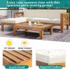 Outdoor Backyard Patio Wood 5-Piece Sectional Sofa Seating Group Set with Cushions; Natural Finish+ Beige Cushions